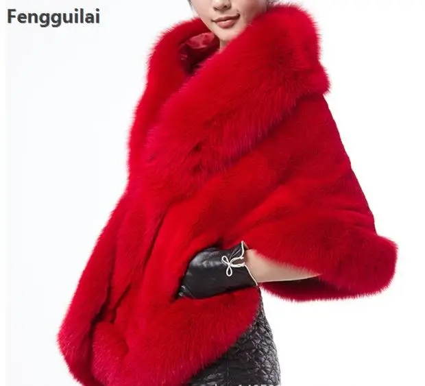 Winter Leather Grass Fox Fur Mink Rabbit Fur Poncho Cape Bridal Wedding Dress Shawl Cape Women Vest Fur Coat