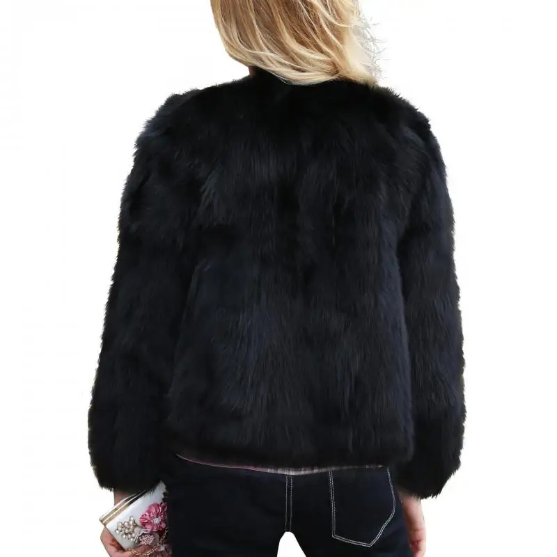 Zuolunouba 2019 New Winter Female Faux Fur Coat black Long Sleeve fashion coat Fluffy Warm fur jackets women