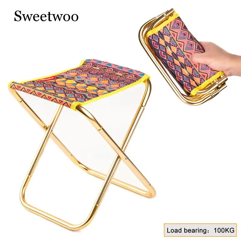 

Outdoor Camping Fishing Stool Folding Chair Hiking Picnic Beach Travel Seat With Pouch