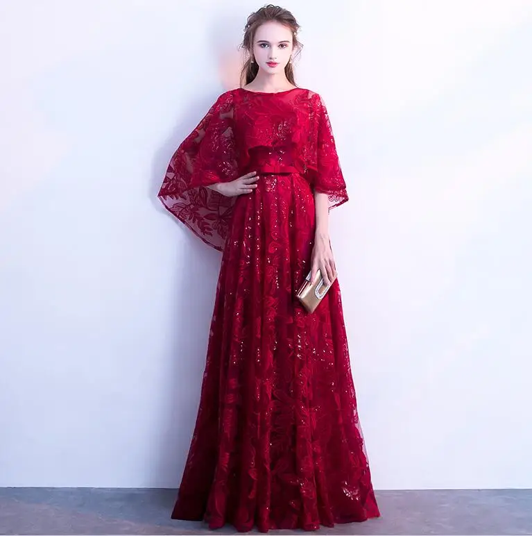 Lace Sequin Prom Dress 2020 Elegante Cape Mouwen Graduation Partij Jassen Lange Avondjurken Formele Party Gown Vestido De Festa