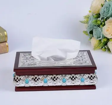 

European ratangle wooden tissue box kitchen tissue holder decorative tissue box wood for home decoration ZJH042