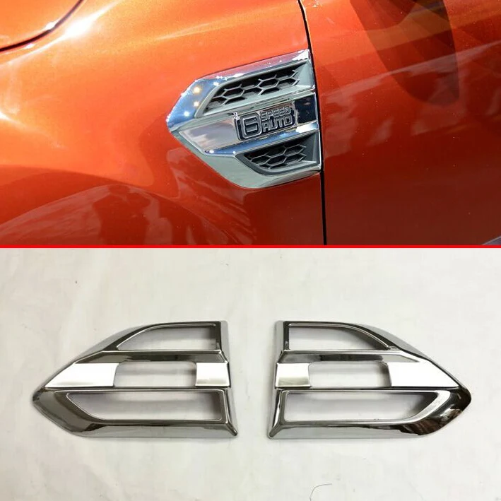 

For Ford Ranger 2016 2017 ABS Chrome Air Flow Vent Fender Trim Badge Sticker Car Accessories Stickers W4