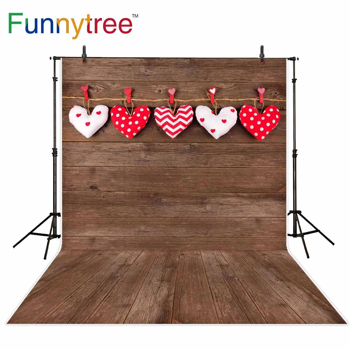 

Funnytree photo backdrop Wooden board Valentine's Day Love romantic brown photography party photocall new photobooth shoot prop