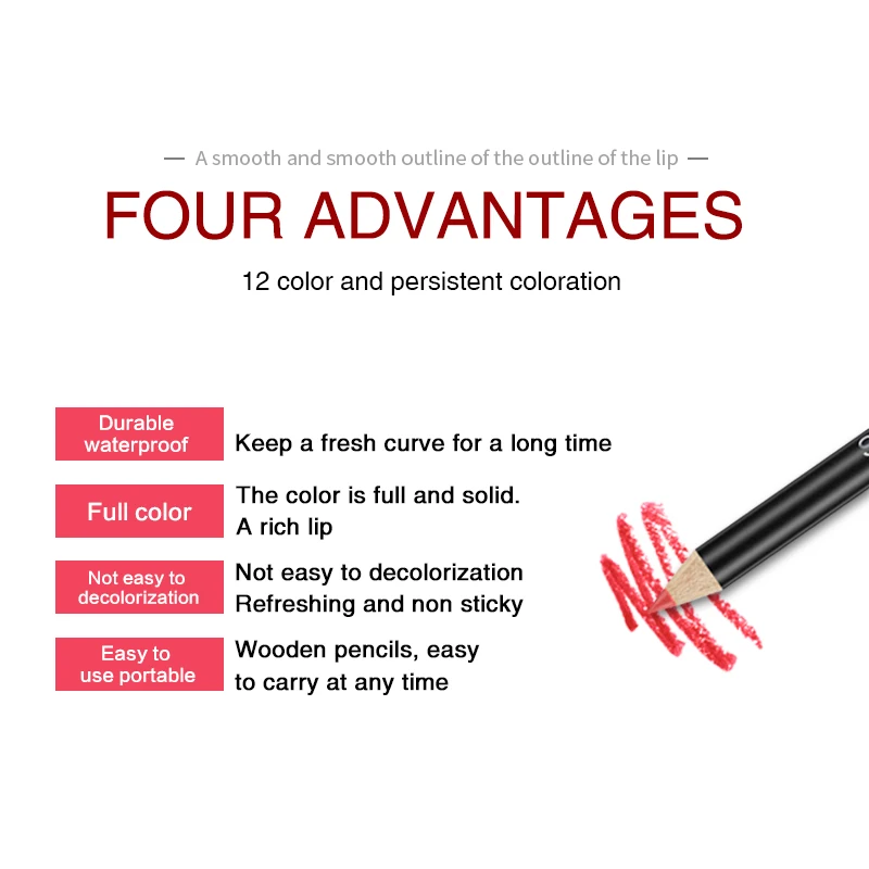 12 Colors Brand Smooth Nude Color Lip Pencils Matte Lipliner Pencil Lots Waterproof Makeup Lips Matte Lipstick Lip Liner Pen