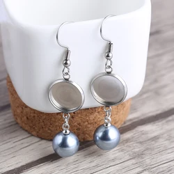reidgaller 5pairs stainless steel earring base settings 12mm blank cabochon bezel with pearl charm diy earrings making supplies