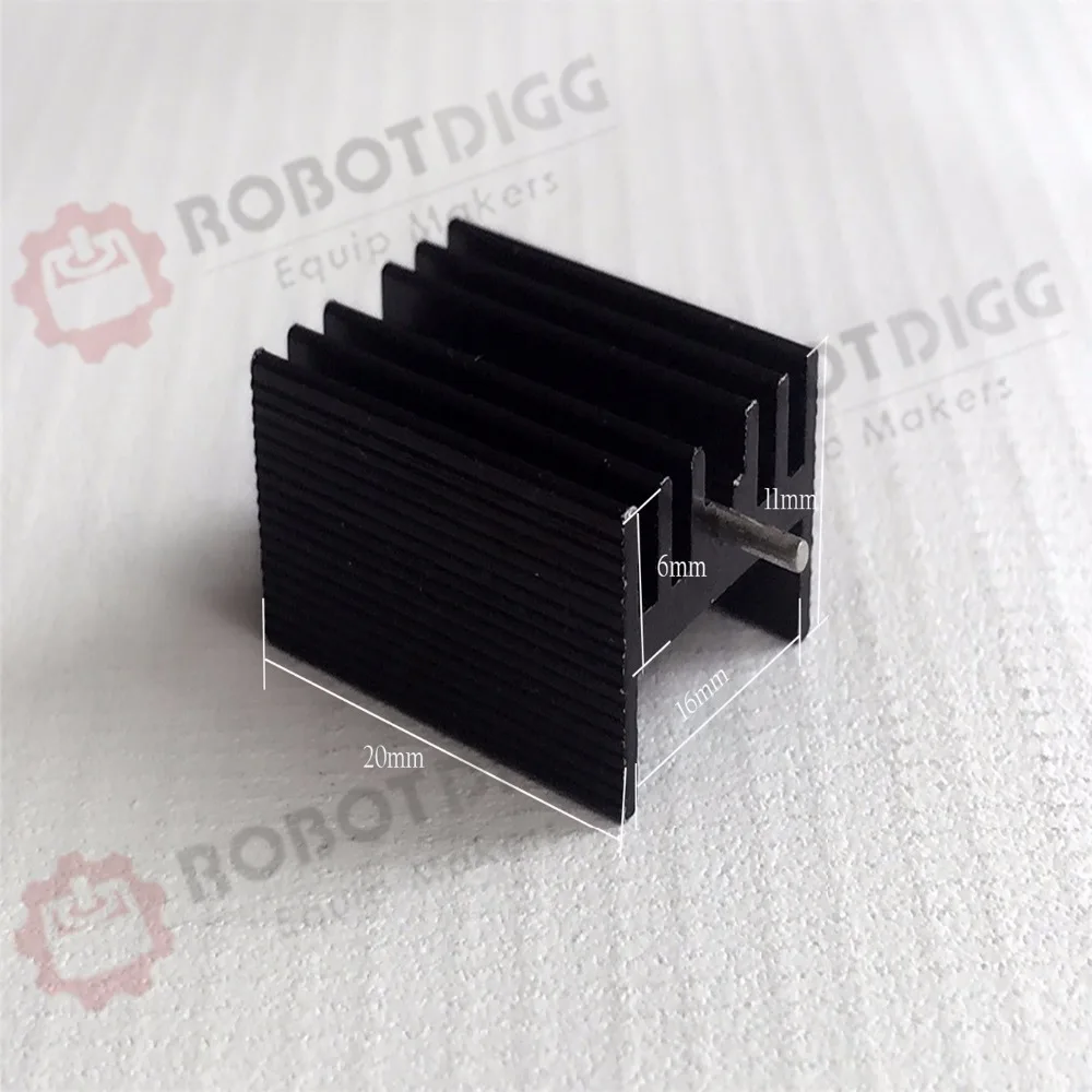

10pcs/lot 20mm length 15mm width 11mm height Heat Conduction Aluminum Black Heatsink with Needle