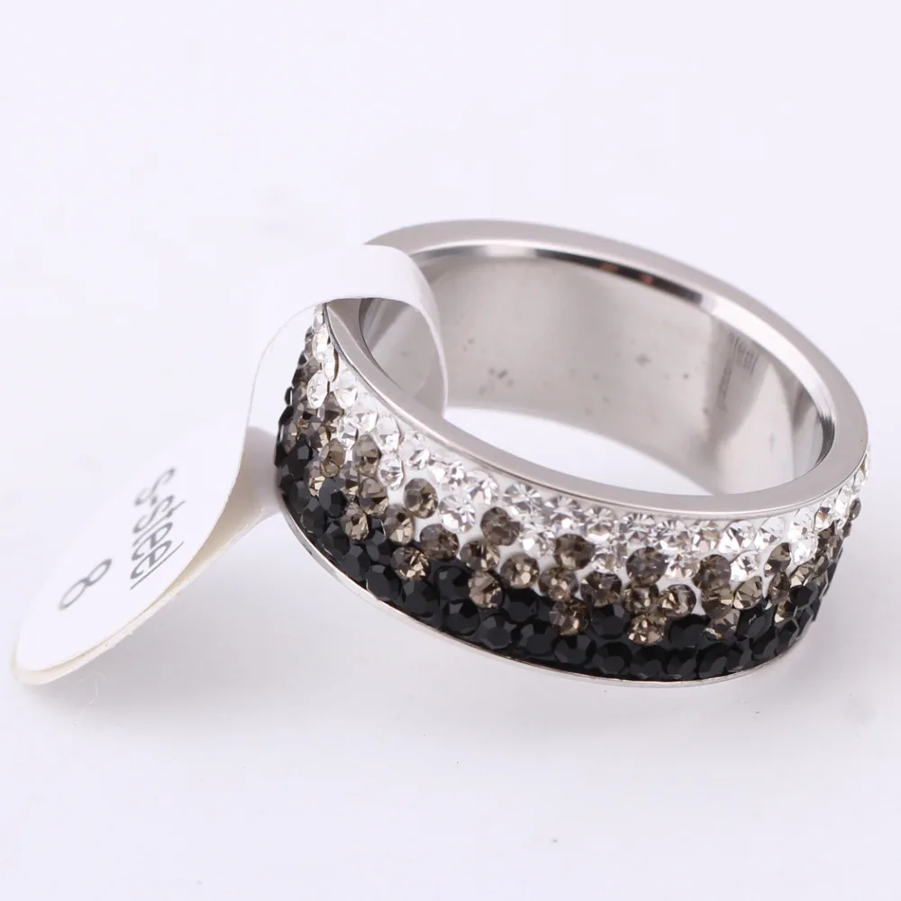 NIBA Jewelry Bling Charms Rings For Women AAA Crystal Hot sale Elegant Stainless Steel Rings With white and black Crystals