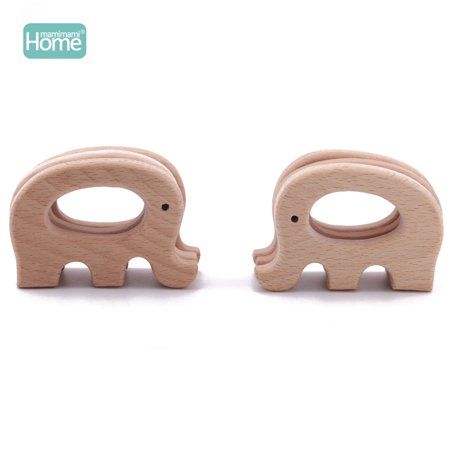 Mamimamihome bebê montessori brinquedos educativos 10pc elefante de madeira faia mordedor de madeira pulseira brinquedos para recém-nascidos chocalhos do bebê