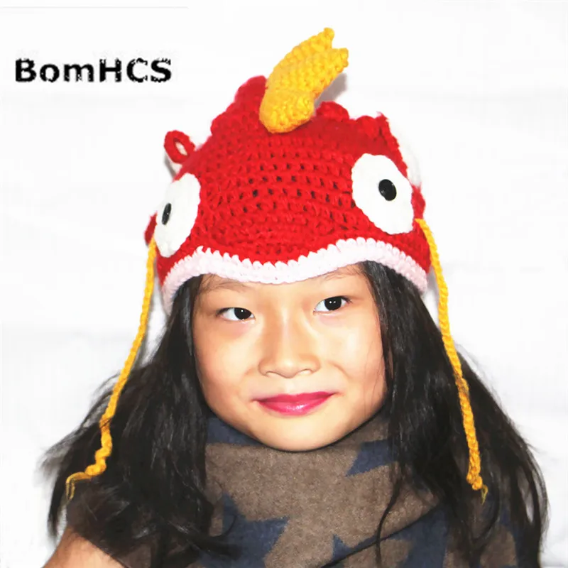 BomHCS Funny Colour Goldfish Carp Beanie Handmade Knitted Winter Thick Hat Cap Halloween Christmas Gift