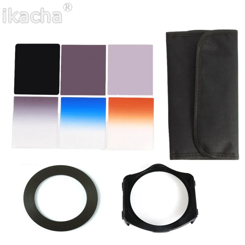 9 IN 1 ND 2 4 8 + Gradual ND4 Blue Orange Filter 49 52 55 58 62 67 72 77 82mm Kit for Cokin P Set SLR DSLR Camera Lens