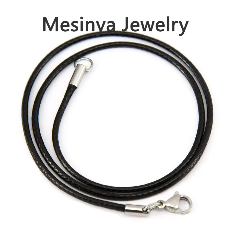 

20pcs 75CM 30inch length 316L Stainless steel lobster claw black leather chain for glass floating charm locket