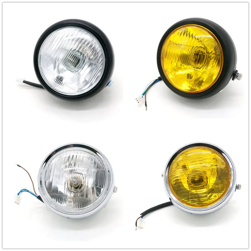 

DC 12V Motorcycle Refit Headlight Vintage Round Motorcycle Head Light Scooter Motorbike Motor Front Headlights Lamp Universal