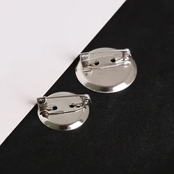 50Pcs 20mm 23mm Round Brooch Base Back Bar Pins Findings Iron Jewelry Making Clip Safety Catch Findings Pin Back Brooch