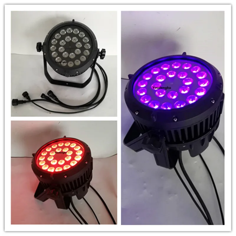 

2 pieces waterproof stage party wash par led 24x18 rgbwa uv 6in1 led outdoor par can ip65 led uplight