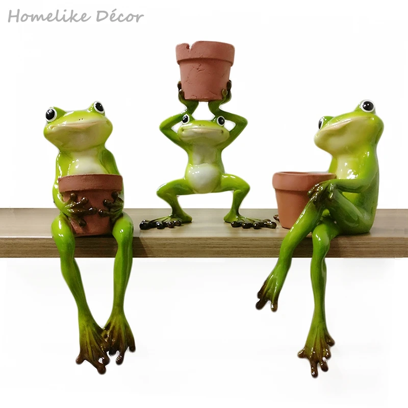 1pc Original Design Cute Resin Frog Flower Pot Succulent Plants Pots Hydroponics Flower Pot Home Garden Desktop Decoration