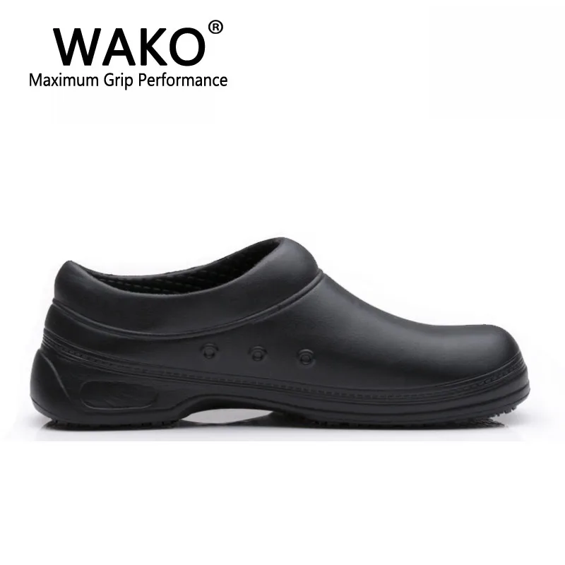 WAKO Men Chef Shoes Male Sandals for Kitchen Workers Super Anti-skid Man Non Slip Shoes Black Cook Shoes Safety Clogs Size 36-45