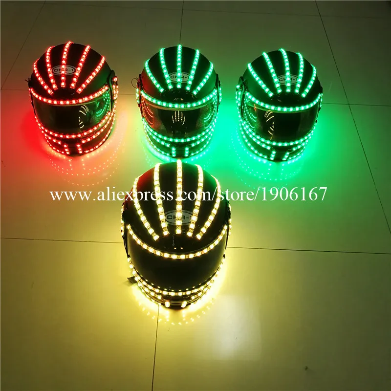 

4 Pcs RGB Colorful LED Luminous Robot Helmet Growing Flashing Halloween Christmas Party Stage Performance DJ Light Up Headwear