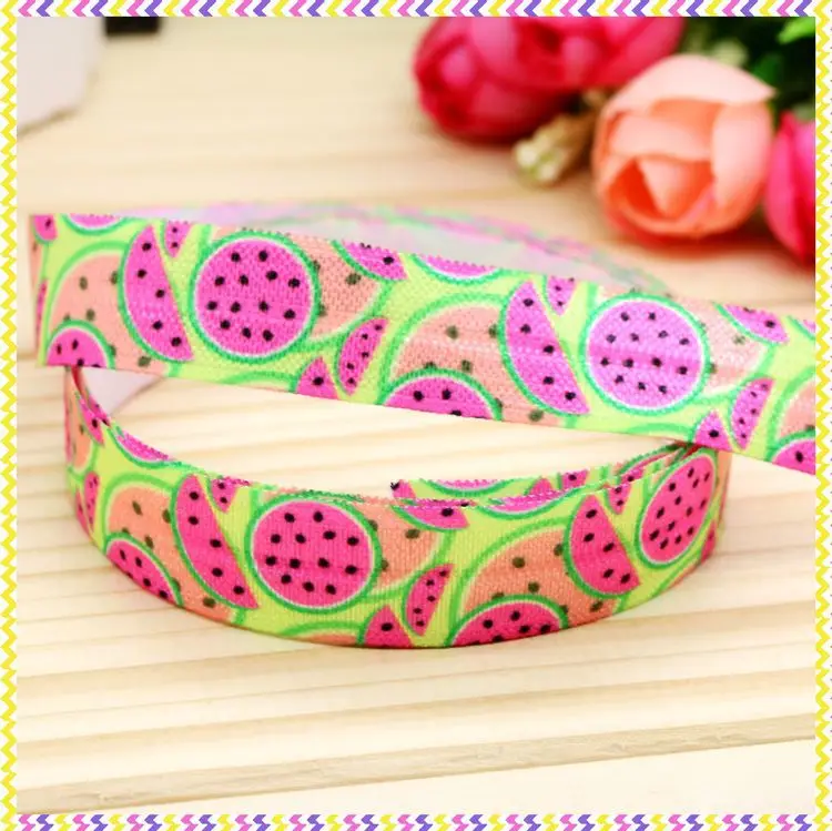 DHK 5/8'' 5yards Fold Elastic FOE watermelon printed headband headwear hair band diy decoration OEM Wholesale C438