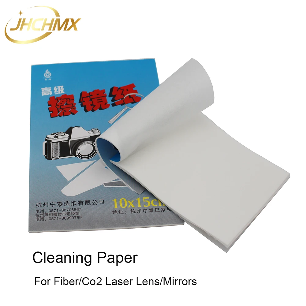 JHCHMX-papel de limpieza para lentes láser de fibra/Co2, 50 hojas, óptica suave, para limpiar pañuelos, folleto