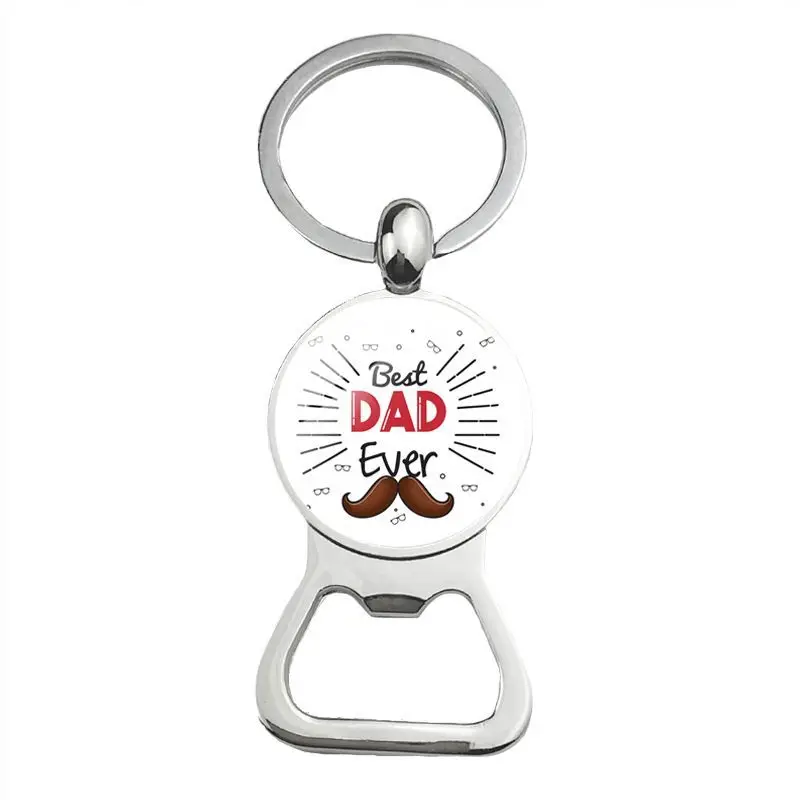 Super Papa Papa Bier Flaschenöffner Schlüsselanhänger versilbert Glas Cabochon Schlüsselanhänger Schmuck Liebesgeschenke für Vater – Detail 6