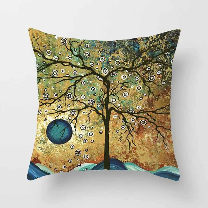 45*45cm Magic tree cushions pillowcase 32colors square pillow case linen waist cushion cover 3D Colorful creative pillowcases