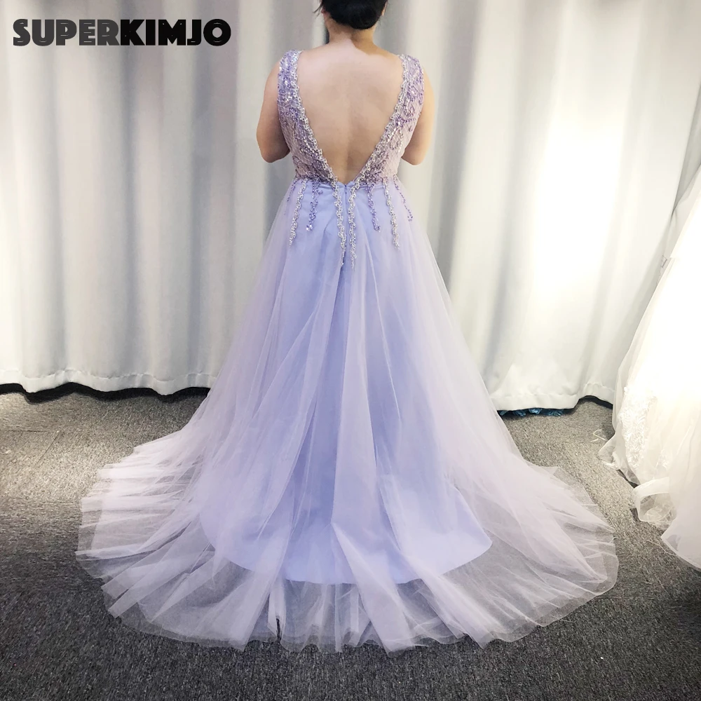 real picture prom dresses 2019 crystal beaded sequins a line side slit sleeveless tulle floor length evening dresses gowns