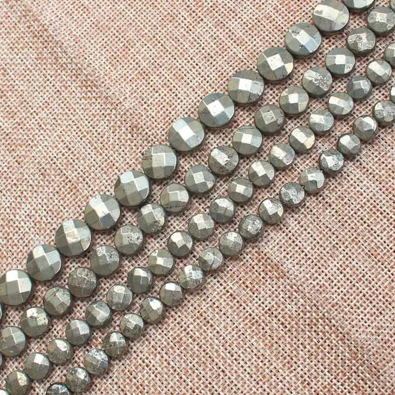 Natural Pyrite Faceted Round Loose Beads 15inch per strand,For DIY Jewelry Making !We provide mixed wholesale for all items!