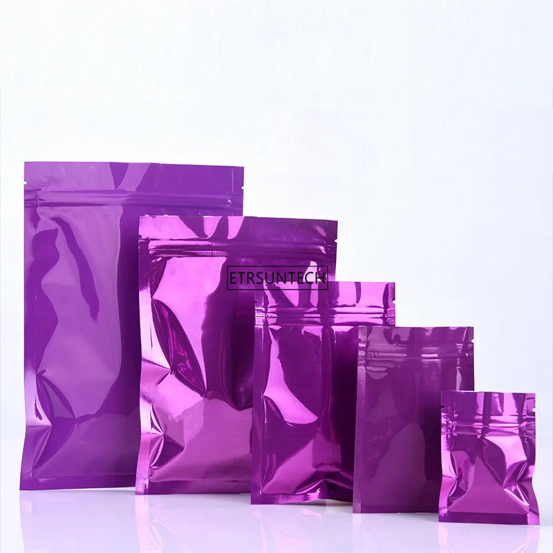 1000pcs/lot Various of Sizes Tear Notch Aluminum Foil  Bag Heat Sealing Storage Bags Flat Purple aluminum foil bag