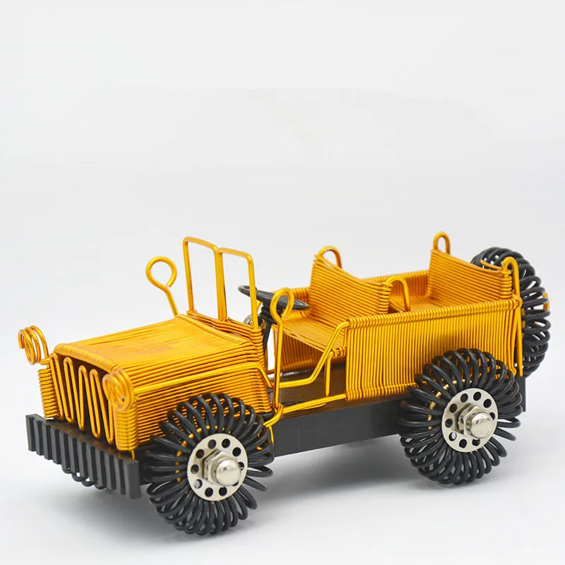 Model of Hand Jeep with Aluminum Wire Simulation of Off-road Vehicle with Wire Creative Room Furnishings Desktop Decoration Gift