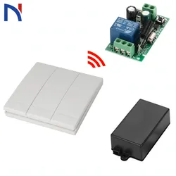 Remote Control Switch Receiver AC 85V 110V 220V 1 Channel Bedroom Lights 433.92MHz Wireless Wall Panel RF 3 Button Transmitter