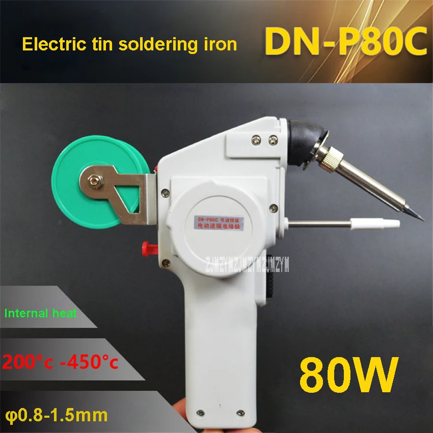 

New DN-P80C Adjustable Temperature Electric Soldering Iron Welding Tool Automatic Send Tin Soldering Iron 220V 80W 0.8mm-1.5mm