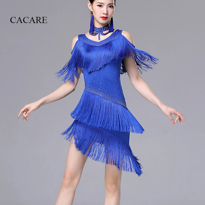 

CACARE Latin Dance Dress for Women Latin Dress Fringe Salsa Latin Dance Competition Dresses 4 Choices D0397 Tassels Rhinestones