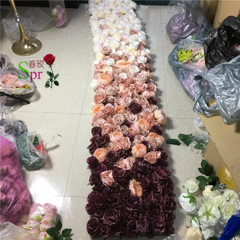

SPR 2*2.4m High quality ombre wedding flower wall stage backdrop decorative wholesale artificial flower table centerpiece