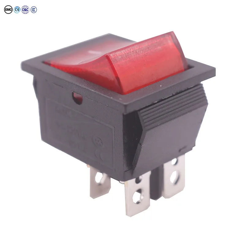 1 Pcs Red Button Rocker Switch 4 Plugs 30x25x27mm 15A/16A 250v/ 20A 125V AC Electrical Equipment Switches