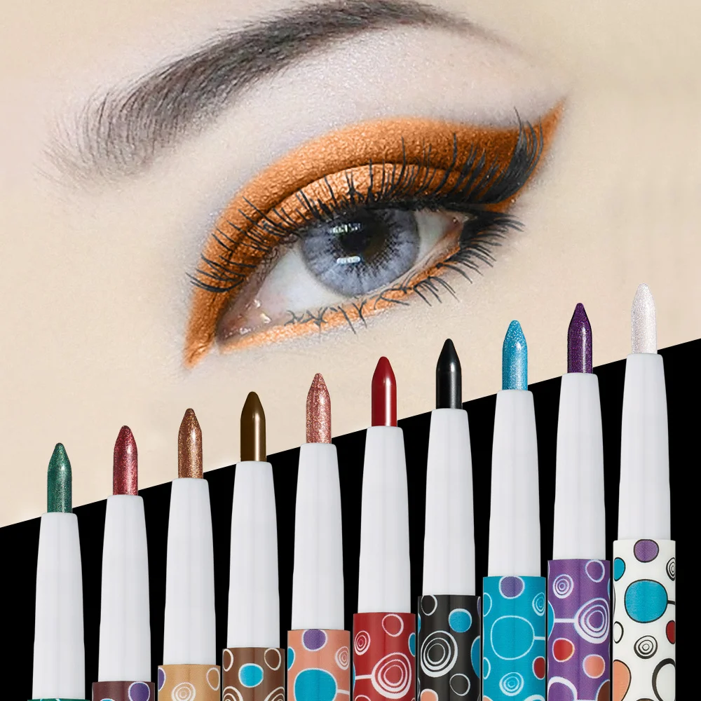 HUAMIANLI 10pcs/box Eye liner Pencil Long Lasting Waterproof Make Up Eye shadow Shimmer Matte Eye Liner Pencils Cosplay Colors