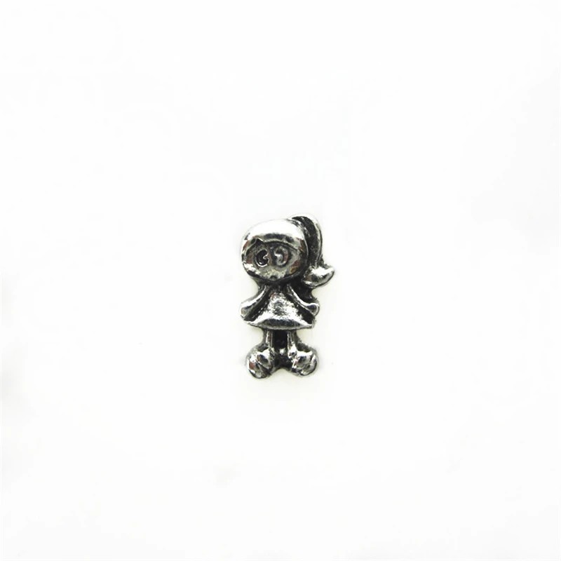 

50pcs/lot Silver Girl Floating Charms Living Glass Memory Floating Lockets Charm DIY Jewelry Wholesale