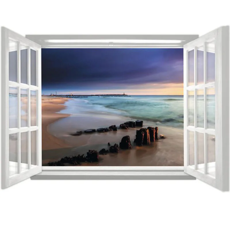 

5D DIY Full Square Drill Diamond Painting Scenery Sea Beach Window Outside 3d Mosaic Diamant Embroidery Wedding Room Decoration