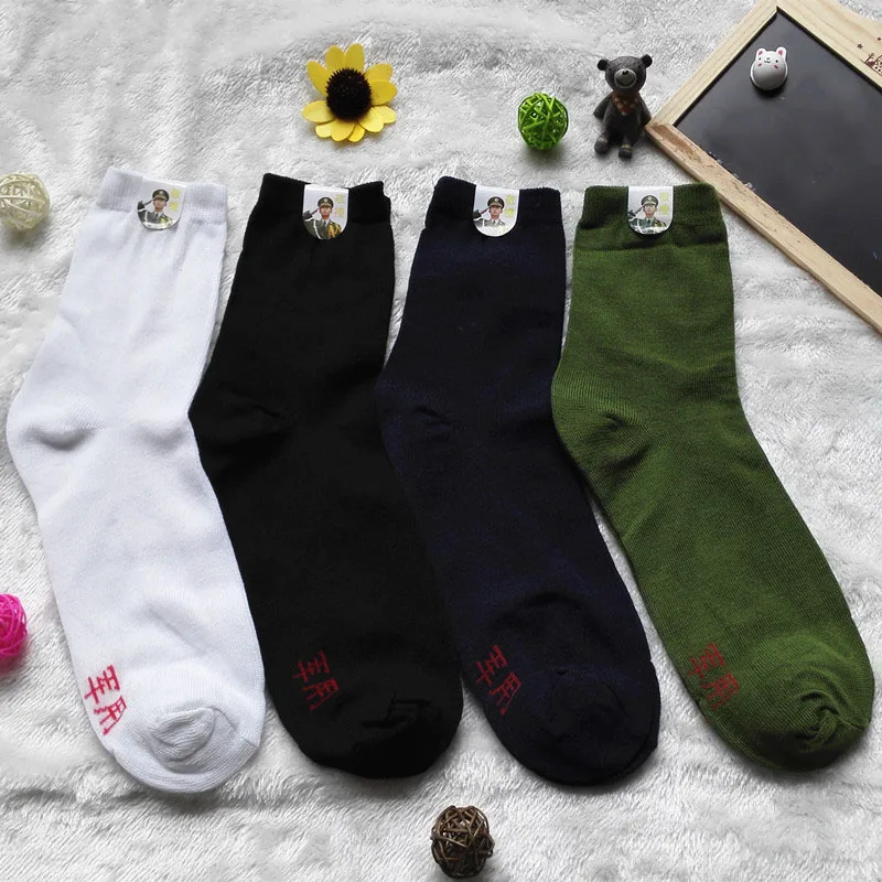 10Pairs Men Socks Factory Price Durable Wear-resistant Practical Solid Color Male Sock Mature High Quality Army Green Sock Meias