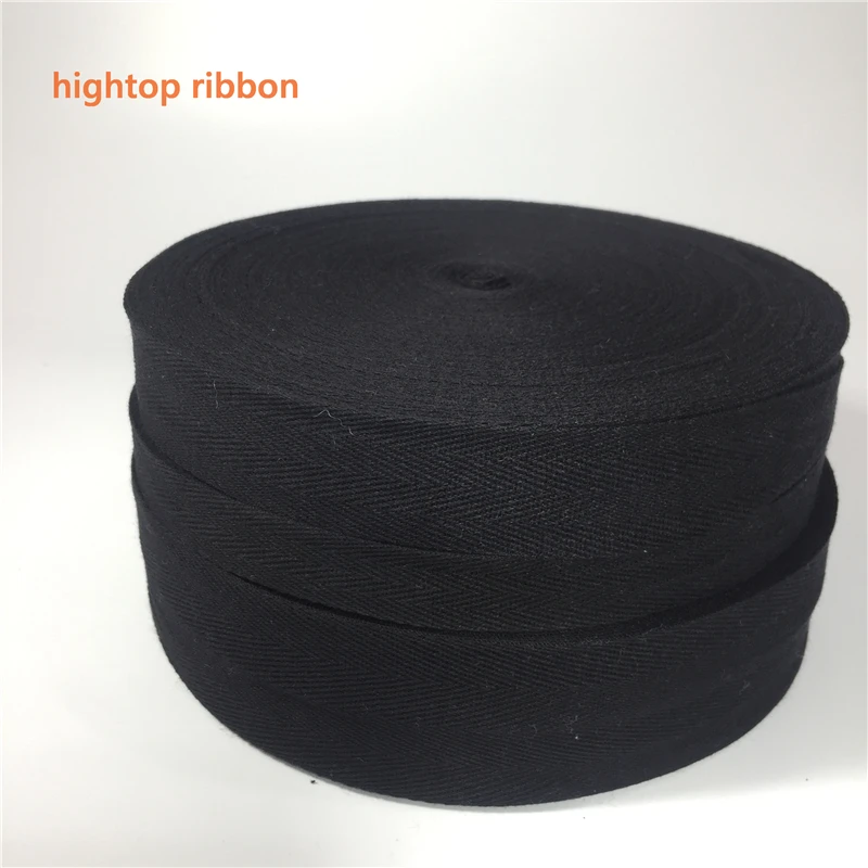 

Handmade diy clothes acessories Black color 100% cotton herringbone wide bag tape 10MM to 50MM 50yards per roll