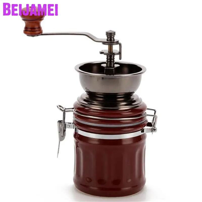 

BEIJAMEI Lower Price Manual Coffee Grinder Mill Hand Crank Adjustable household coffee Bean Grinding For Sale