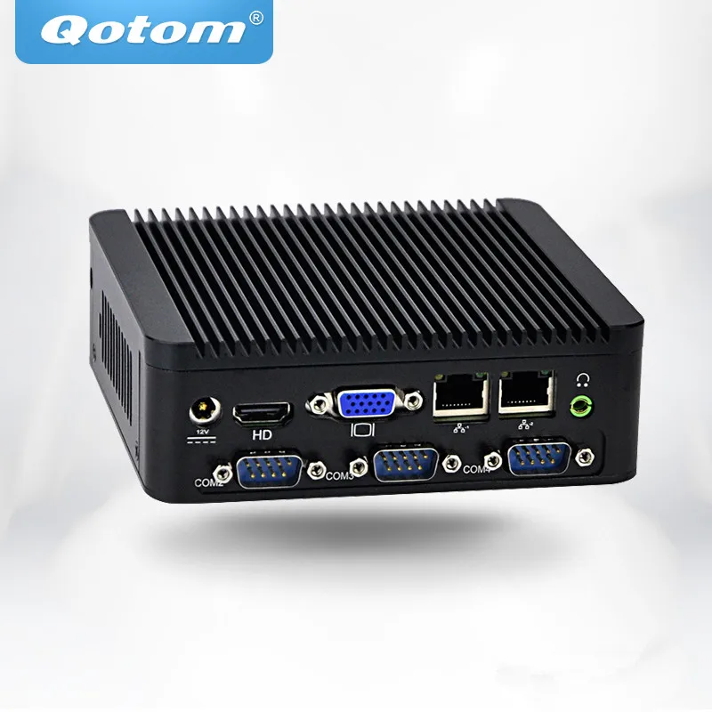 Qotom-Mini Pc sin ventilador OEM/ODM, Q192P/Q190P, con Celeron N2920/J1900 a bordo, 1080P, 4 puertos serie, doble Lan, reproductor Multimedia