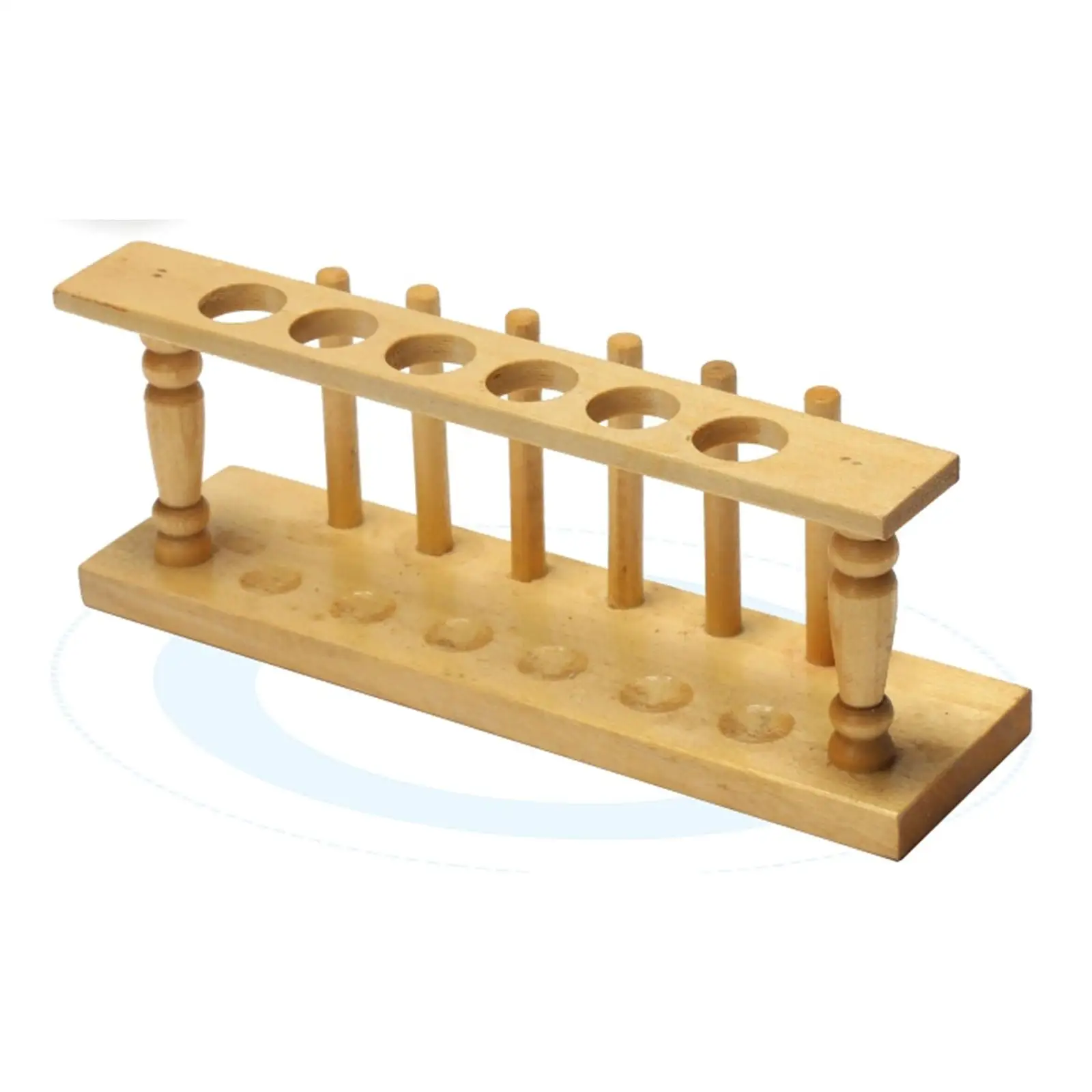 6 Holes 20mm Hole Diameter Lab Wooden Test Tube Storage Holder Bracket Rack With Stand Sticks