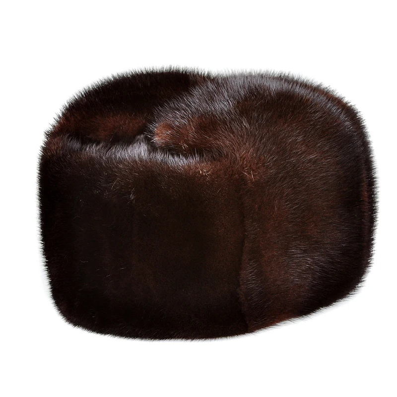 LUXURY 2023 Winter Man Top Real Mink Fur Bomber Hat Male Genuine Marten Head Warm Black/Brown Caps Best Gift For Dad Gorras