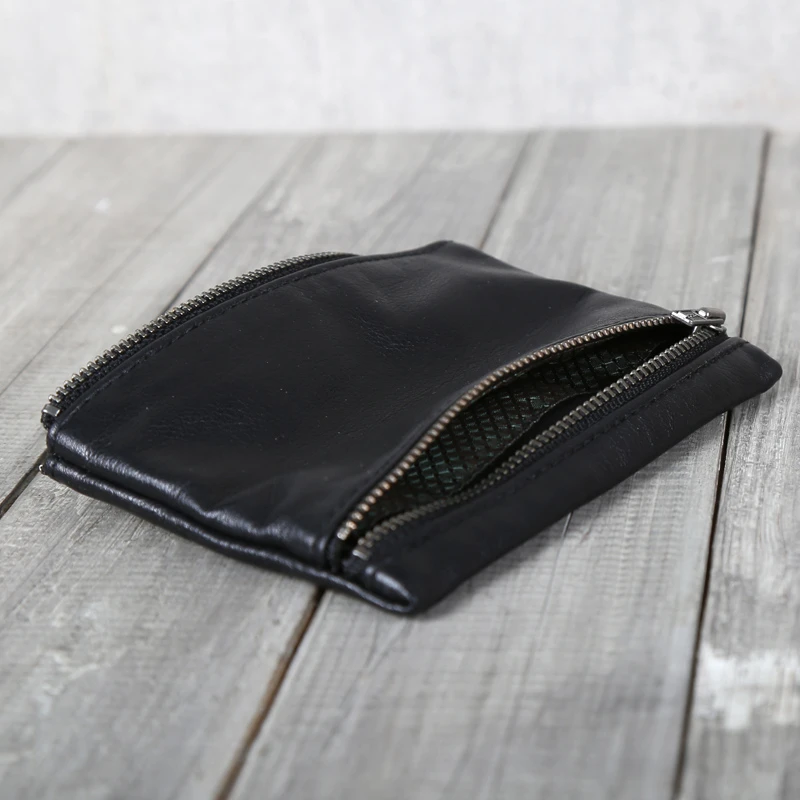 Coin Purses Men Genuine Leather Luxury Casual Credit Card Wallets Women Slim Zipper Coin Pouch Top End Clutch Bag