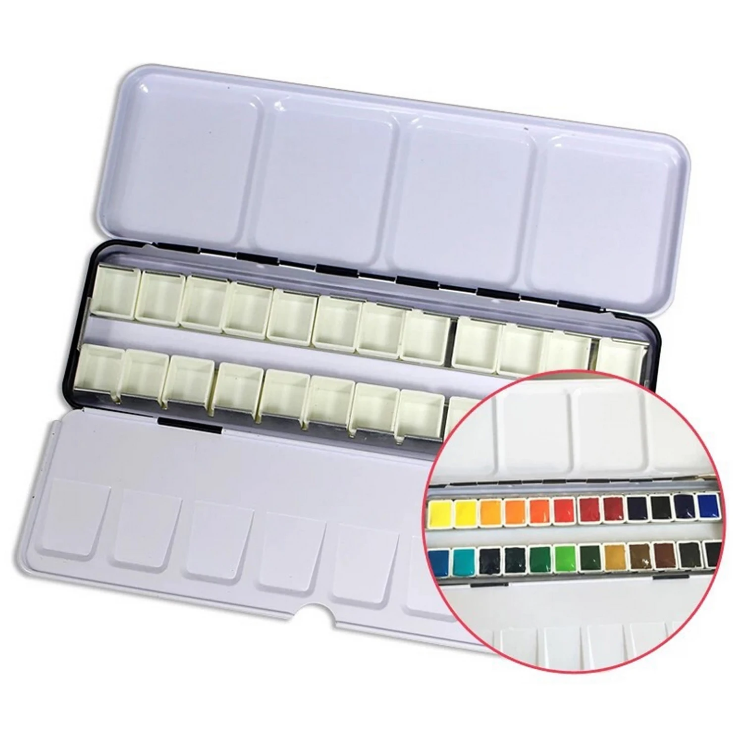 

Empty Solid Watercolor Box Case Tin for 48 Colors Artist Drawing Paint Box Palette Painting Supplies with 48pcs Half Pans