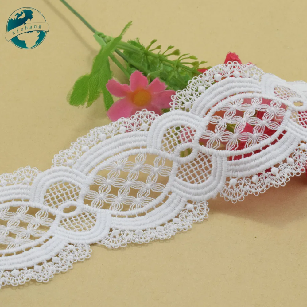 6cm wide white polyester embroidery lace french lace ribbon fabric guipure diy trims warp knitting sewing Accessories#3193