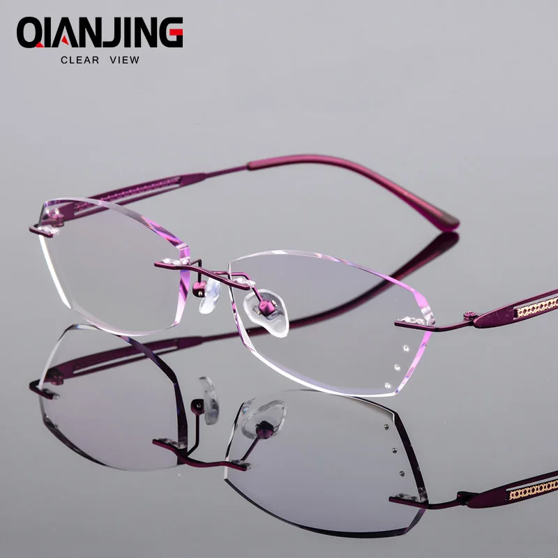 

Reading Glasses Women Fashion Rimless Eyeglasses Hyperopia HMC Coating Female Eyewear Silver frames Woman Presbyopic Glasses