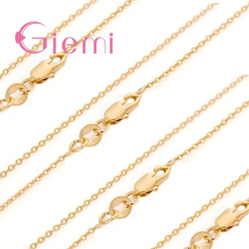 

Discount Wholesale 50PCS Jewelry Necklace Set Solid Yellow Gold Filled Rolo Chains+Lobster Clasps For Pendant 16-30"