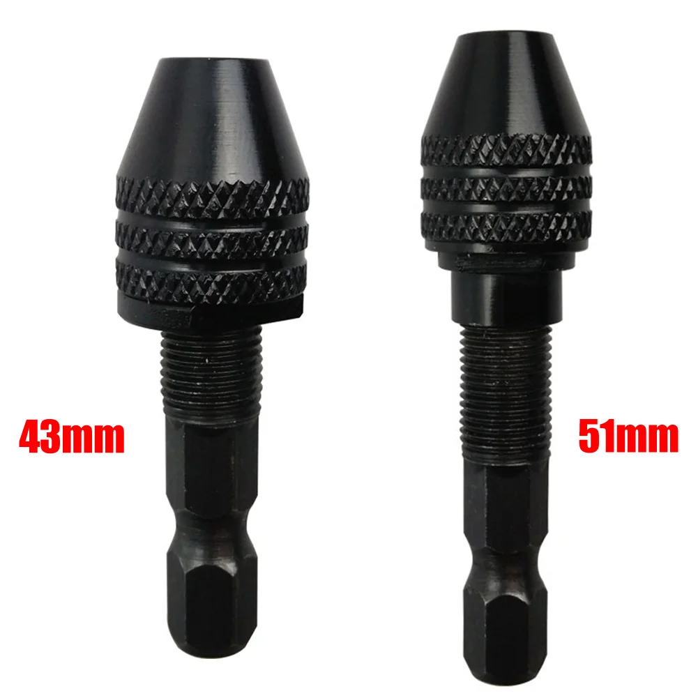 Mini Universal 1/4'' 0.3-3.2mm Keyless Drill Screwdriver Chuck Hexagonal Drill Adapter Converter With Rod Short/Long tail 1Pc