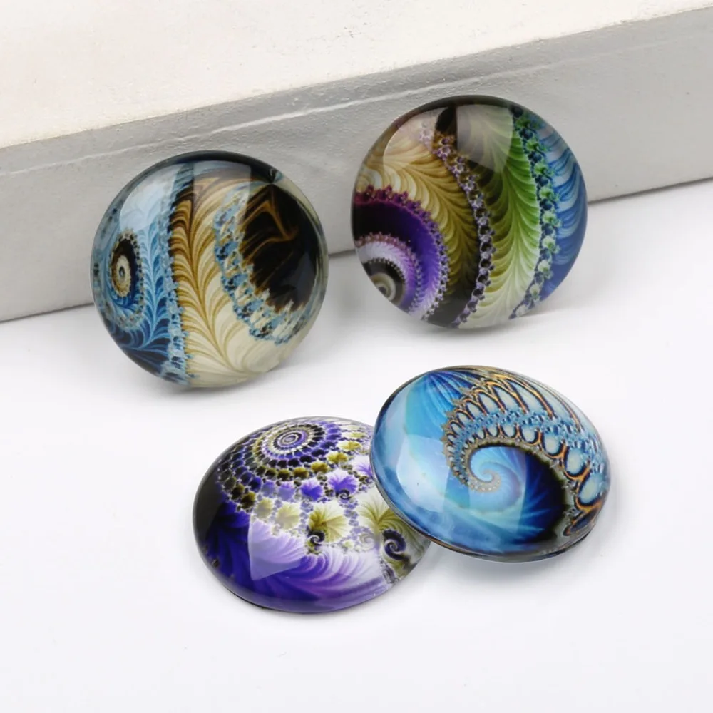 reidgaller mix fractal swirl photo round dome glass cabochon 12mm 20mm 25mm diy jewerly findings for earrings pendants making